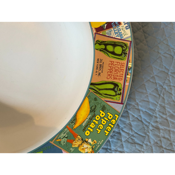 Oneida Sakura Vintage Labels Bowl Large Stoneware Serving Bowl Retro Nostalgic - Picture 6 of 11